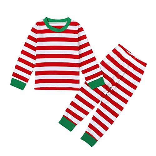 Kinder Junge Mädchen Schlafanzug Set Baumwolle Langarm Herbst Winter Pyjama Set Weihnachten Gestreifte Schlafanzüge Zweiteilig Nachtwäsche 92 98 104 110 116 122 128 von Generic