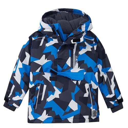 Kinder Junge Mantel Mit Kapuze Winter Skijacke Punching Jacket verdicken Warm Trainingsanzug Wasserdicht Winddicht Daunenjacke Reißverschluss Taschen Winterjacke (Blue, 128) von Generic