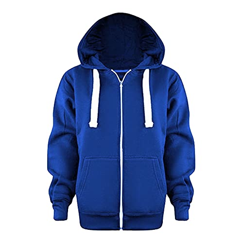 Kinder Jungen Hoodie Jacke mit Reißverschluss Einfarbig Sportlich Kapuzenpullover Langarm Locker Sweatjacke mit Kordelzug&Taschen Mädchen Rippensaum Kapuzenjacke Sweatshirt 3-12 Jahre Herbst Winter von Generic