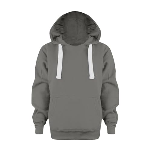 Kinder Jungen Hoodie Jacke mit Reißverschluss Einfarbig Sportlich Kapuzenpullover Locker Sweatjacke Kordelzug Taschen Teenager Mädchen Jungen Rippensaum Kapuzenjacke Sweatshirt Winter Warm von Generic