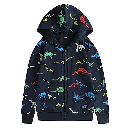 Kinder Jungen Hoodie Jacke mit Reißverschluss Einfarbig Sportlich Kapuzenpullover Locker Sweatjacke Kordelzug Teenager Rippensaum Kapuzenjacke Sweatshirt Kapuzenpullover mit Reißverschluss von Generic