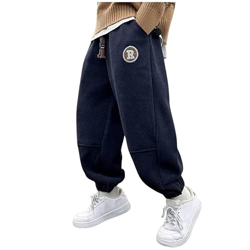 Kinder Jungen Leichte Jogginghose Große Größe Lose Hose mitFleece-Futter Kinder Outdoorhose Freizeithose Trainingshose Wanderhose Trekkinghose Outdoor Activewear Hosen Für 8-15 Jahre von Generic