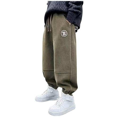 Kinder Jungen Leichte Jogginghose Große Größe Lose Hose mitFleece-Futter Kinder Outdoorhose Freizeithose Trainingshose Wanderhose Trekkinghose Outdoor Activewear Hosen Für 8-15 Jahre von Generic