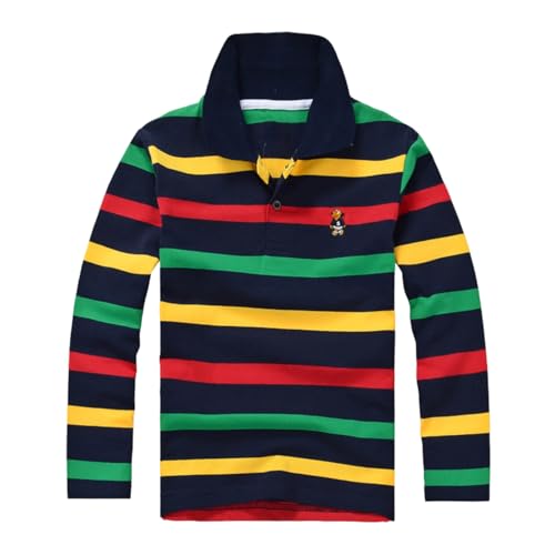 Kinder Jungen Mädchen Langarm Casual Gestreiftes Hemd Knopfverschluss Modisch Bequem & Weicher Stoff Jogginghose Kids (X-00-Schwarz, 12-13 Years) von Generic