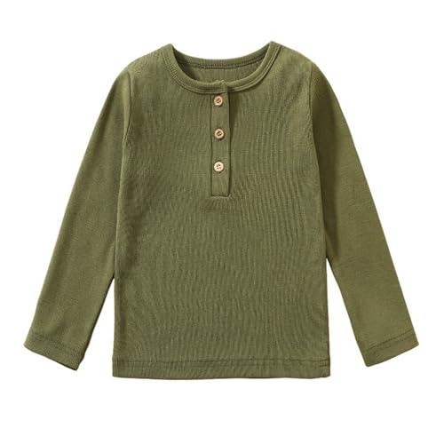 Kinder Jungen Mädchen Langarm T-Shirt Einfarbig Top Tees mit Button Down Kinder Langarmshirt Basic Kinder T-Shirt aus Bio-Baumwolle für Mädchen und Jungen von Generic