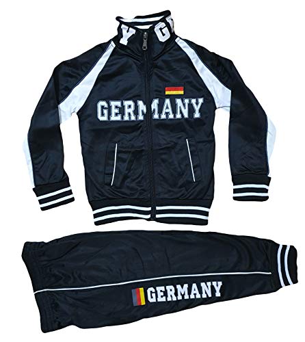 Kinder Jungen Mädchen Trainingsanzug Sportanzug Jogginganzug Hose Jacke Germany (Schwarz, 110/116) von Generic