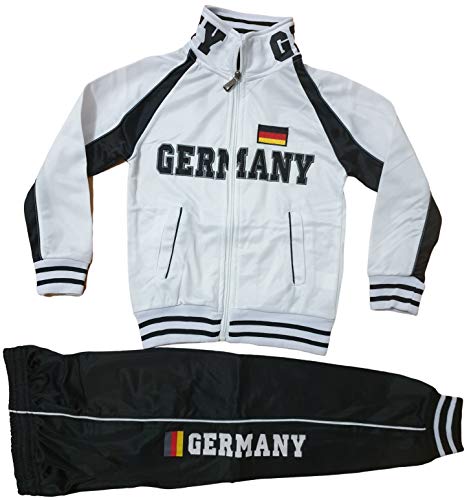 Kinder Jungen Mädchen Trainingsanzug Sportanzug Jogginganzug Hose Jacke Germany (Weiß, 122/128) von Generic