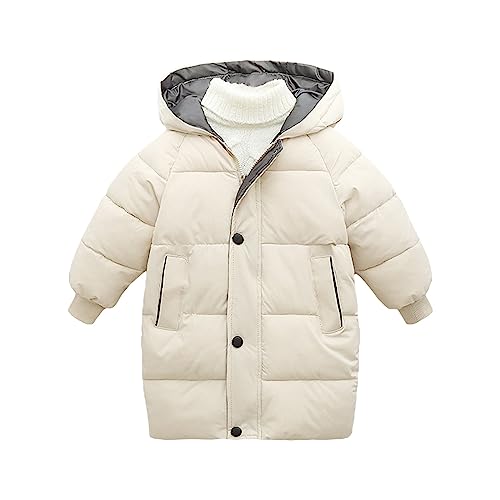 Kinder Jungen Warm Winterjacke Jungen Wintermantel Mit Kapuze Steppjacke Daunenjacke Winddicht Oberbekleidung Kinderjacke Junge Kapuzenjacke Kindermantel Steppmantel FüR Winter (Beige, 4-5 Years) von Generic