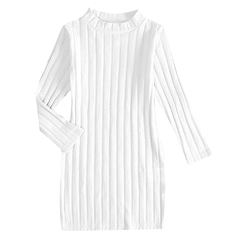 Kinder Kleinkind Baby Mädchen Frühling Winter Solide Hoher Kragen Langarm Stricken Prinzessin Kleid Prinzessin Mädchen von Generic