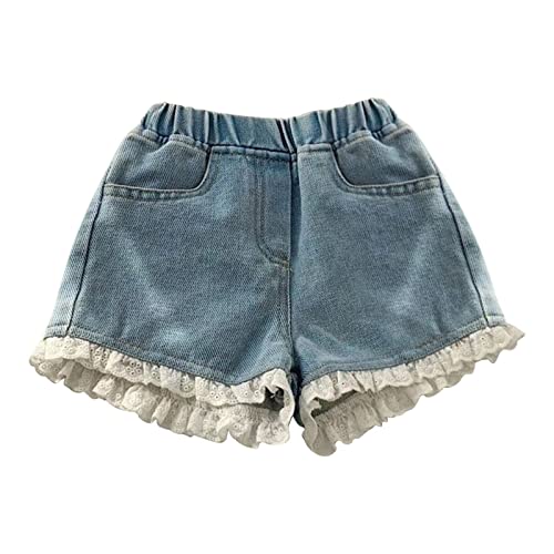 Kinder Kleinkind Baby Mädchen Solide Spitze Frühling Sommer Jeans Shorts Denim Shorts Lässige Shorts Tägliches Tragen Kleinkinder Modische Freizeithosen von Generic