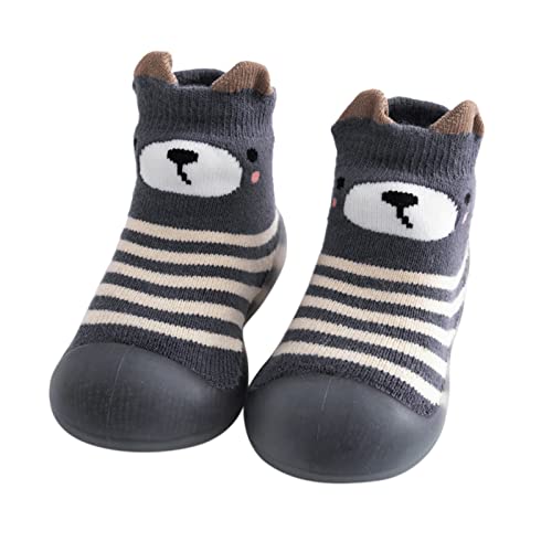 Kinder Kleinkind Baby Solide Warm Stricken Weiche Sohle Gummischuhe Socken Hausschuhe Strumpf Weiche Schuhe Socken Hausschuhe uziert (Dark Gray, 15-18 Months) von Generic