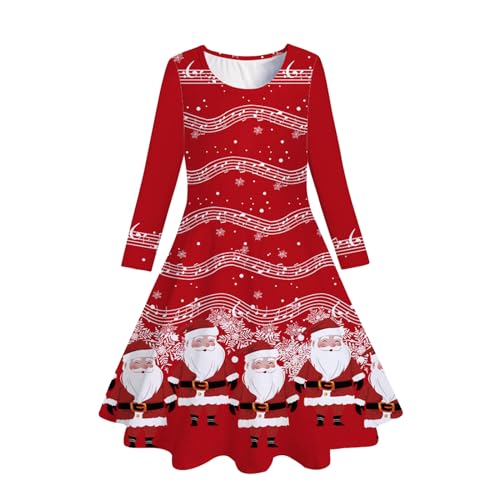 Kinder Kleinkind Mädchen Weihnachtsbäume Hirschdruck Weihnachten Langarm Party Prinzessin Kleid Festlicher Mädchen von Generic