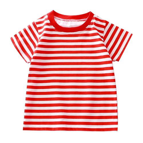 Kinder Kurzarm Gestreiftes T-Shirt Reine Baumwolle Jungen Und Mädchen Top Baby Basis Shirt Spitze Oberteil von Generic