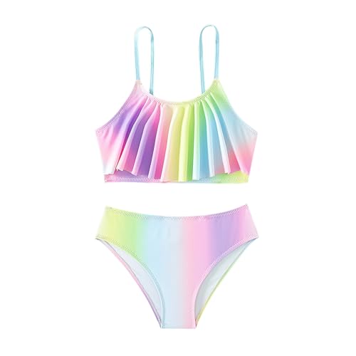 Kinder-Mädchen-Badeanzug Zweiteilig Batik-Bikini-Set Rüschen-badeanzüge Volant-Tankini-Badebekleidung Badeanzug Gr??e 140 von Generic