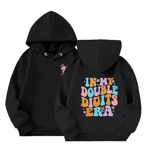 Kinder Mädchen Hoodie Lässige In My Double Digits ERA Druck Kapuzenpullover Casual Sweatshirt Kuschelhoodie Langarm Oberteile Kinder Pullover Top mit Tasche für 3-14 Jahre von Generic