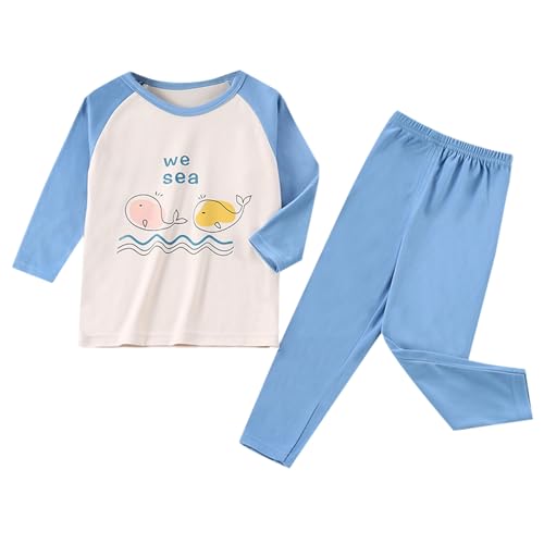 Kinder Mädchen Jungen Schlafanzüge Mode Drucke Elastische Taille Pyjamas Set Baumwolle Herbst und Winter Zweiteilig Nachtwäsche Mädchen Langarm + Lange Hosen Nightwear Set für Teenager 0-15 Jahre von Generic
