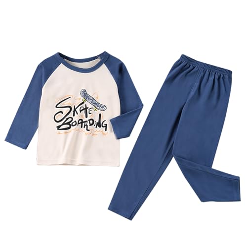 Kinder Mädchen Jungen Schlafanzüge Mode Drucke Elastische Taille Pyjamas Set Baumwolle Herbst und Winter Zweiteilig Nachtwäsche Mädchen Langarm + Lange Hosen Nightwear Set für Teenager 0-15 Jahre von Generic
