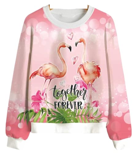 Kinder Mädchen Langarm Tshirt Langarmshirt Oberbekleidung Top Shirt Long-Sleeve T-Shirt (Flamingo mit Auto, 110) von Generic