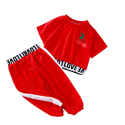 Kinder Mädchen Sport Set Kleinkind Mädchen Kurzarm Obstdruck Brief Drucken Aufdruck T-Shirt Kurzarm Bluse + Lang Hosen Set Babykleidung Für Mädchen Baby Mädchen Sommer Outfit von Generic