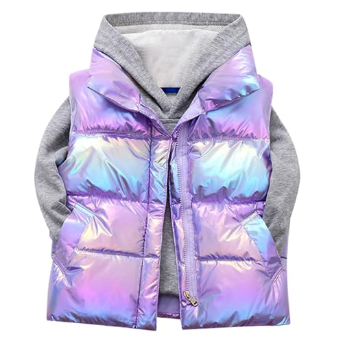 Kinder Outdoor-Weste, Jungen Mädchen Winter Weste Leichte Wasserbeständige Daunenweste Pufferweste Outfits Lightweight ärmellose Steppweste, Baby Mädchen Winter wojonifuiliy01 (Purple, 4-5 Years) von Generic