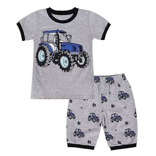 Kinder-Pyjama-Set, 2-teilig, Reine Baumwolle, Sommer-Kurzarm, Sommer-Kinder-Pyjama mit Rundhalsausschnitt, kurzen Ärmeln und Shorts für Leichte Sommerhose Baby (Grey, 2-3 Years) von Generic