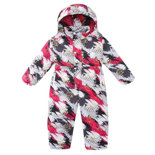 Kinder Regenanzug Wasserdicht Regen Overall Mädchen Regenjacke Regenponcho Einteilig Regenmantel mit Kapuze Cartoon Regenkleidung Schneehose für Mädchen (B, 6-7 Years) von Generic