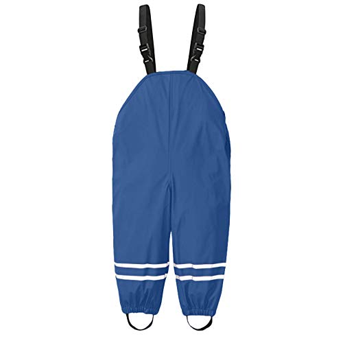 Kinder Regenhose wasserdichte Overall mit Verstellbarer Riemen Regenoverall Latzhose Buddelhose Regenlatzhose Jungen Mädchen Elastische Manschette Matschhose Outdoor Kinder Hose (Dark Blue, 92) von Generic