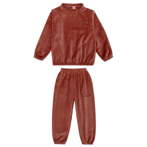 Kinder Schlafanzug Jungen Mädchen Flanell Pyjama Set Weiche Langarm Warme Zweiteilig Schlafanzüge Set Winter Nachtwäsche Oberteil Pyjamahose Lang für Unisex Kinder Größe 2-12 Jahre von Generic