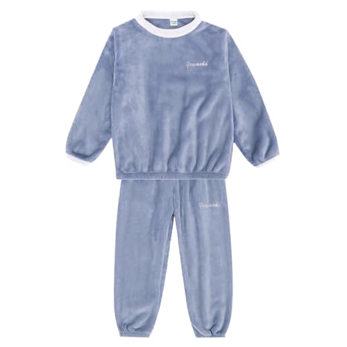 Kinder Schlafanzug Jungen Mädchen Flanell Pyjama Set Weiche Langarm Warme Zweiteilig Schlafanzüge Set Winter Nachtwäsche Oberteil Pyjamahose Lang für Unisex Kinder Größe 2-12 Jahre von Generic