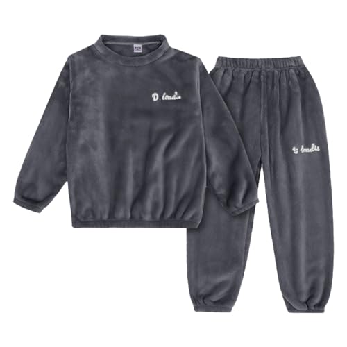 Kinder Schlafanzug Jungen Mädchen Flanell Pyjama Set Weiche Langarm Warme Zweiteilig Schlafanzüge Set Winter Nachtwäsche Oberteil Pyjamahose Lang für Unisex Kinder Größe 2-12 Jahre von Generic
