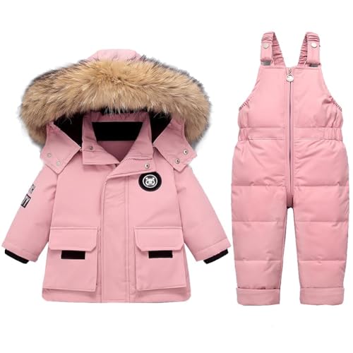 Kinder Schneeanzug Daunenjacke Warm Winteranzug Skianzug Mit Kaputze + Schneelatzhose 2pcs Outfit Set von Generic