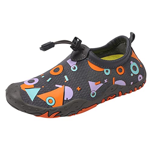 Kinder Schwimmschuhe Outdoor Strandschuhe Tauch- und Schnorchelschuhe Flachboden Reitschuhe mit weichem Boden Dinosaurier-Schuhe (Dark Gray, 12-12.5 Years Big Kids) von Generic