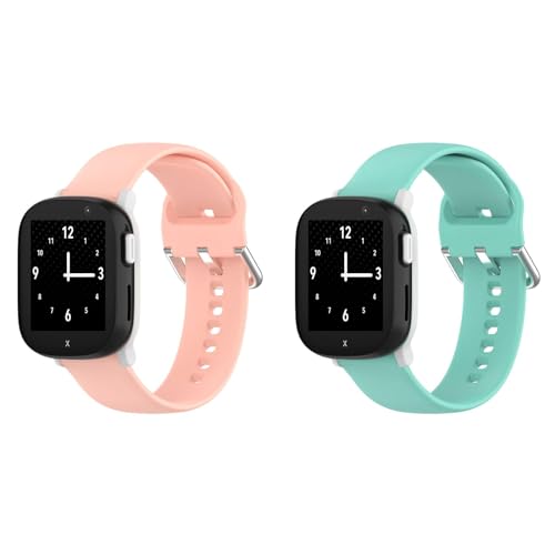 Kinder Silikon Armbänder Kompatibel mit Xplora X6 Armband, Weiches Silikon Sport Armband Mädchen Jungen Verstellbare Ersatzbänder für Xplora X6 Play (Einheitsgröße, Z-Rosa/Mint) von Generic