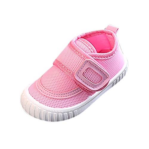 Kinder Sneaker 23 Loafers Mesh Sports Kleinkinderfarbe Schuhe solide Fliegende Baby-Schuhe Sportschuhe Damen rutschfest (Pink, 12-15 Months) von Generic