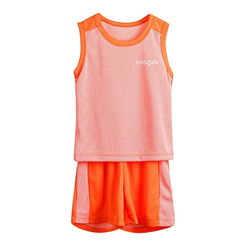 Kinder Sport Kleidung Set T-Shirt+Hosen Kleinkind Jungen Ärmellos Mode Patchwork Farbe Atmungsaktives Mesh Coole Tops Shorts 2 STÜCKE Sport Outfits Kleidung Set Sommer Outfits (Pink, 2-3 Years) von Generic