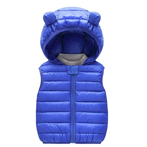 Kinder Steppweste Ärmellos Weste Leichte Jungen Mädchen Winter Warm Gefütterte Jacke Hoodie Sportweste Übeergangsweste Softshell Weste Reißverschluss Wintermantel Reitweste (X-1-Blue, 12-18 Months) von Generic