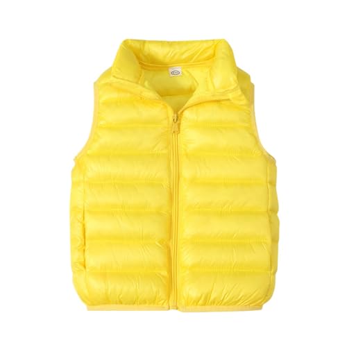 Kinder Steppweste Ärmellos Weste Leichte Jungen Mädchen Winter Warm Gefütterte Jacke Hoodie Sportweste Übeergangsweste Softshell Weste Reißverschluss Wintermantel Reitweste (X-2-Yellow, 4-5 Years) von Generic