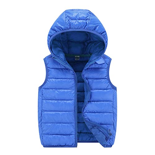 Kinder Steppweste Ärmellos Weste Leichte Jungen Mädchen Winter Warm Gefütterte Jacke Hoodie Sportweste Übeergangsweste Softshell Weste Reißverschluss Wintermantel Reitweste Dünne (Blue, 110) von Generic