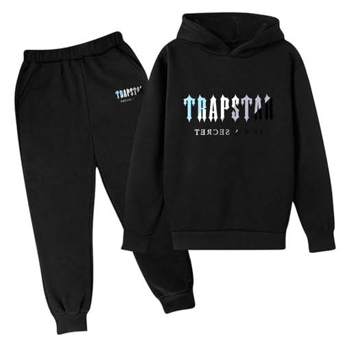 Kinder Trainingsanzug Trapstar Kinder Jogging Set 2 Stück Herbst Trapstar Logo Sportswear Anzug Jungen Mädchen Unisex Jogging Set Trapstar Tshirt Jogginghose Mädchen 152 von Generic