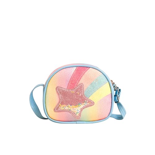 Kinder Umhängetasche Mädchen Handtasche Modische Stern Pailletten-Umhängetaschen Regenbogen-Druck Schultertasche mit verstellbaren Riemen Glitzernde Mädchen Taschen 3-10 Jahre von Generic