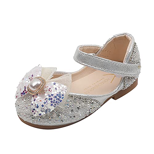 Kinder beschuht Mode-flache Boden-Prinzessin-Schuhe mit -einzelnen Schuh-Leistungs-Schuhen Wasserschuhe für Mädchen (Silver, 9.5-10 Years Big Kids) von Generic