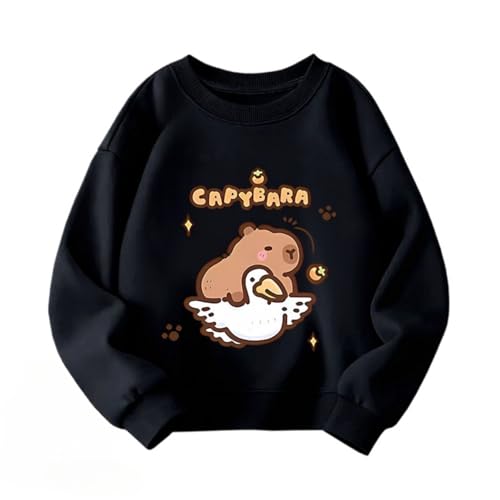 Kinder süßes Capybara lässiges Sweatshirt mit Rundhalsausschnitt, Jungen Trend Cartoon Druck Sweatshirt Frühling und Herbst Trend Kleidung,Schwarz,150cm Kinder süßes Capybara lässiges Sweatshirt mit Rundhalsausschnitt, Jungen Trend Cartoon Druck Sweatshirt Frühling und Herbst Trend Kleidung,Schwarz,150cm von Generic