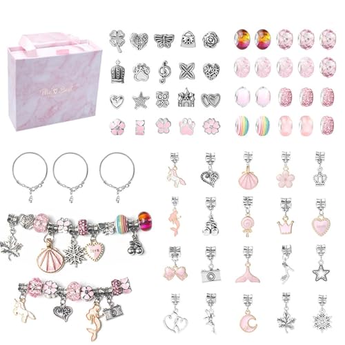 Kinderarmband Set - Schmuckbastelset, Schmuck für Mädchen | Armband mit Anhänger, Halskette, Schmuck, Perlen, Modeschmuck-Set für Mädchen, Weihnachtsanhänger Armband, riferimento alla descrizione von Generic