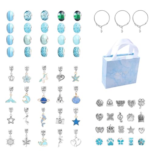 Kinderarmband Set - Schmuckbastelset, Schmuck für Mädchen | Armband mit Anhänger, Halskette, Schmuck, Perlen, Modeschmuck-Set für Mädchen, Weihnachtsanhänger Armband, riferimento alla descrizione von Generic