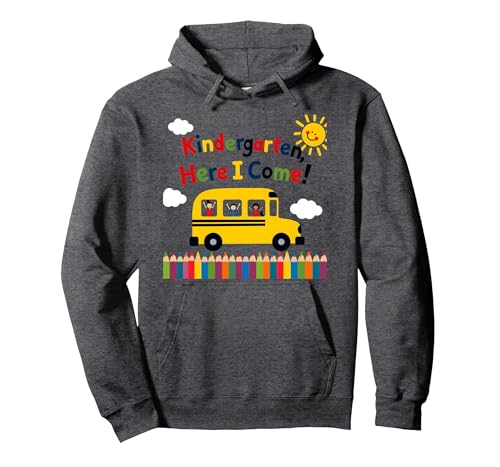 Kindergarten Here I Come 1st Day Boy Excitement Schulbus Pullover Hoodie, Unisex für Erwachsene, Anthrazit Meliert, S von Generic
