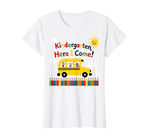 Kindergarten Here I Come 1st Day Boy Excitement Schulbus T-Shirt, Damen, Weiß, XS Kindergarten Here I Come 1st Day Boy Excitement Schulbus T-Shirt, Damen, Weiß, XS von Generic