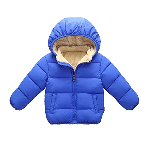 Kinderjacken Jungen Winter 140 Kinder Kind Kleinkind Kleinkind Baby Jungen Mädchen Solide Winter Kapuzenmantel Jacke Dicke Warme Oberbekleidung Kleidung Outfits Kinder Mantel Jungen (Blue, 2-3 Years) von generic