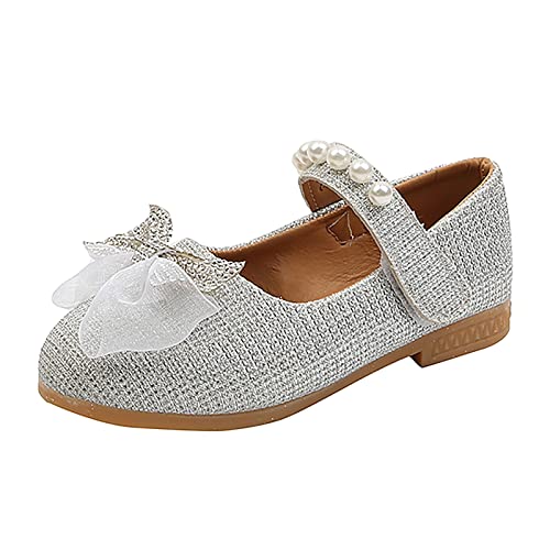 Kindersandalen Kinder Flache Absätze Prinzessin Schuhe Kinder Sandalen Bequeme Weiche Sohlen Lederschuhe Baby Mädchen Tanzkleid Schuhe Sommer Schuhe Kind (Silver, 22 Toddler) von Generic