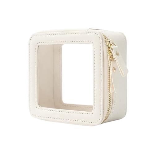 Klare Make-up-Tasche, kleine Kosmetiktasche for Geldbörse, niedlicher Lederbeutel, Organizer(White) von Generic