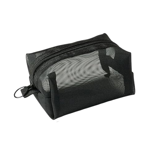 Klare Nylon-Netz-Kosmetiktaschen for Damen, kleine Lippenstift-/Schlüssel-/Kopfhörer-Organizer-Tasche(Black) von Generic
